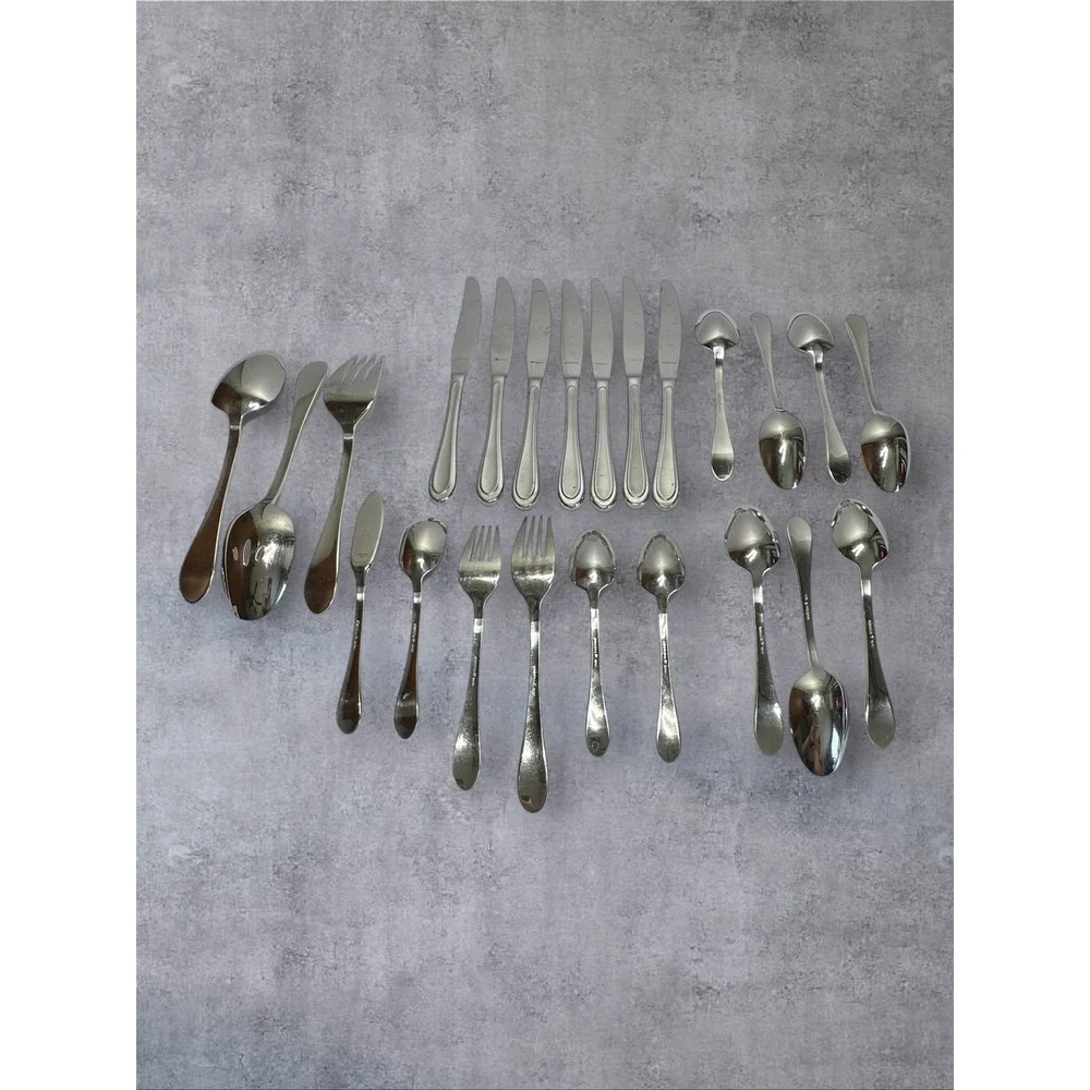 Oneida Flatware Set 23pc Silver Satin Sand Dune 18/10 Stainless